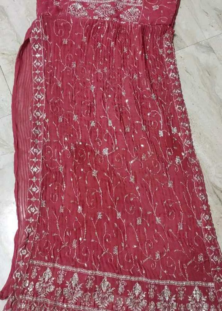 Dark Peach Naira Cut Kurti Set
