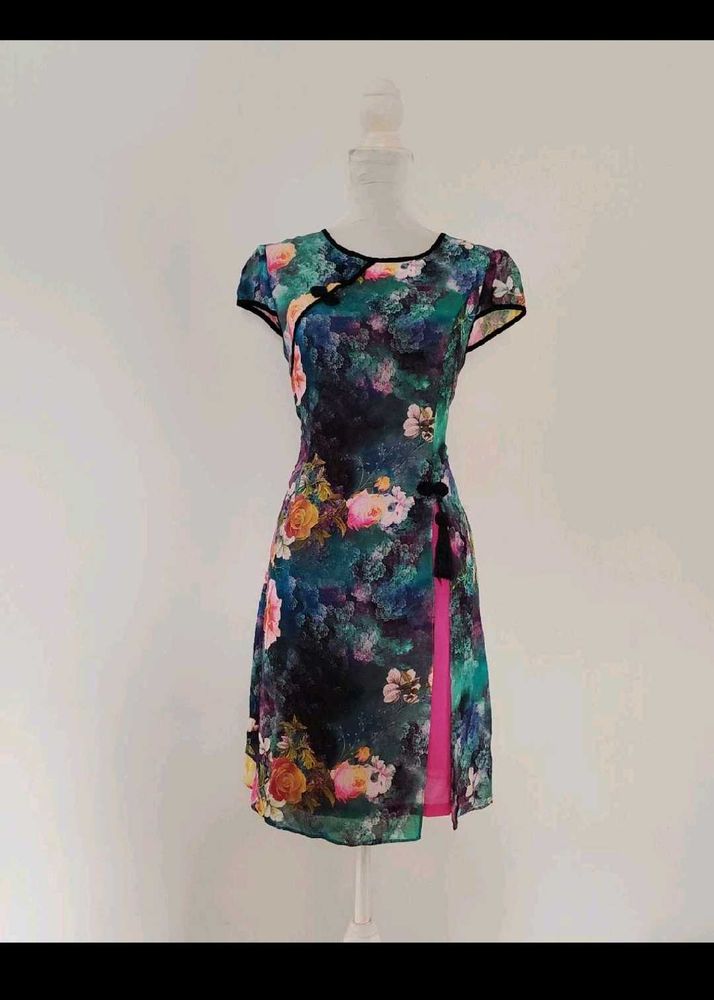 cheongsam Floral Print Dress