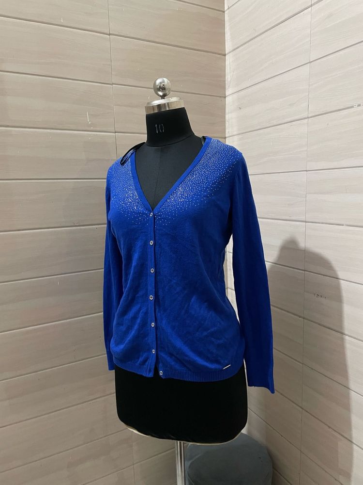 Calvin Klein imported Blue Embellished Cardigan