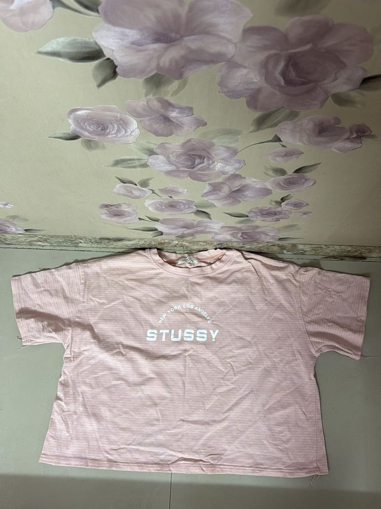 Stussy Pink Striped Tee