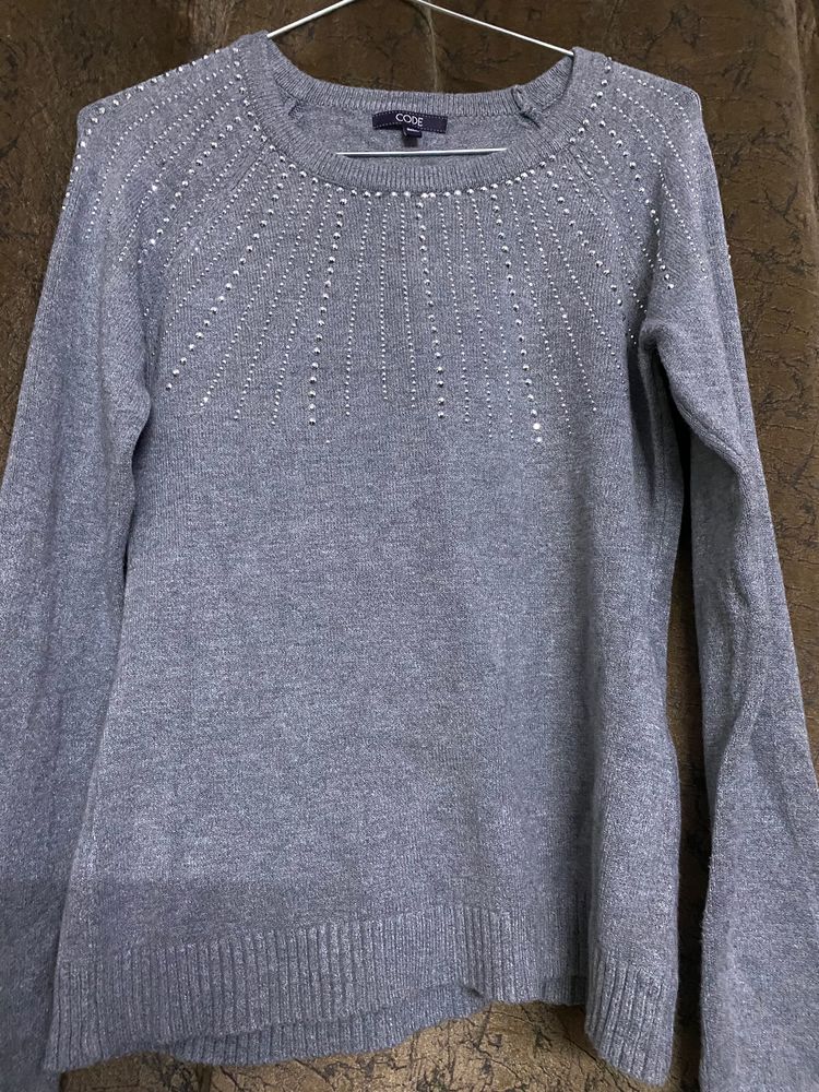 Women Sweater with Silver Work