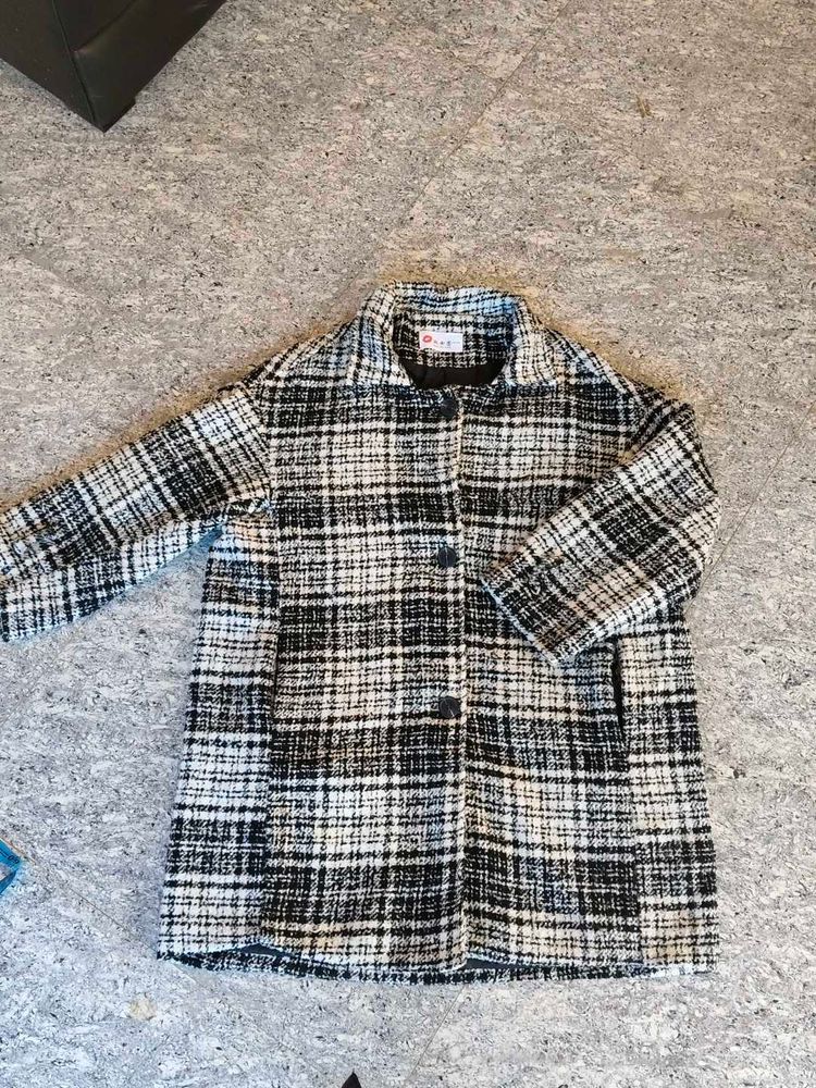 Vintage Plaid Wool Blend Coat
