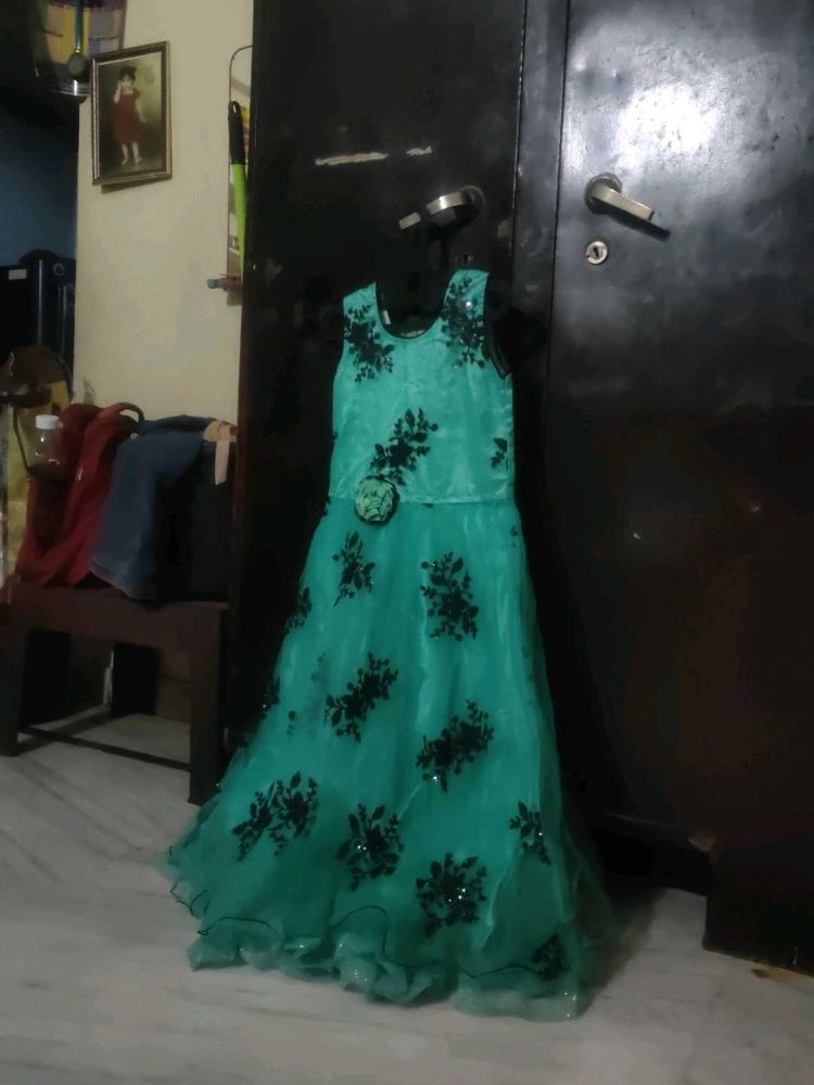 Green Floral Girls Dress
