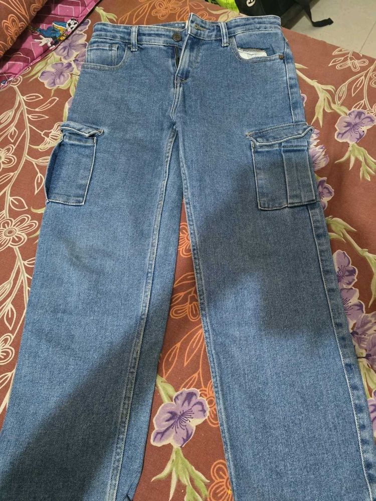 Blue Denim Cargo Pants