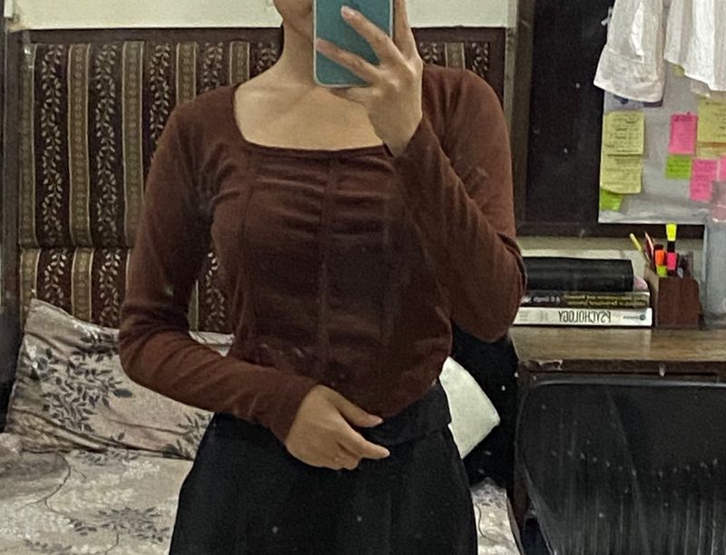 Brown Long Sleeve Top