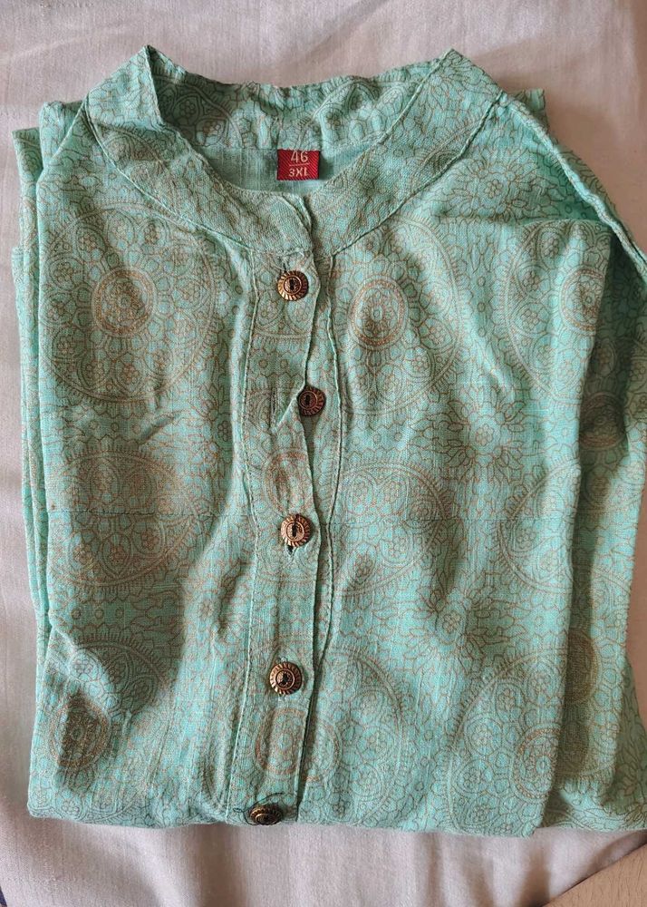 3XL Size Beautiful Gold Foil Work Kurta