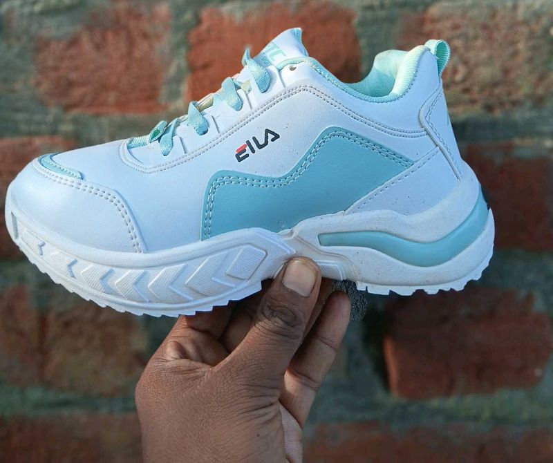 Fila White &amp; Blue Sneakers
