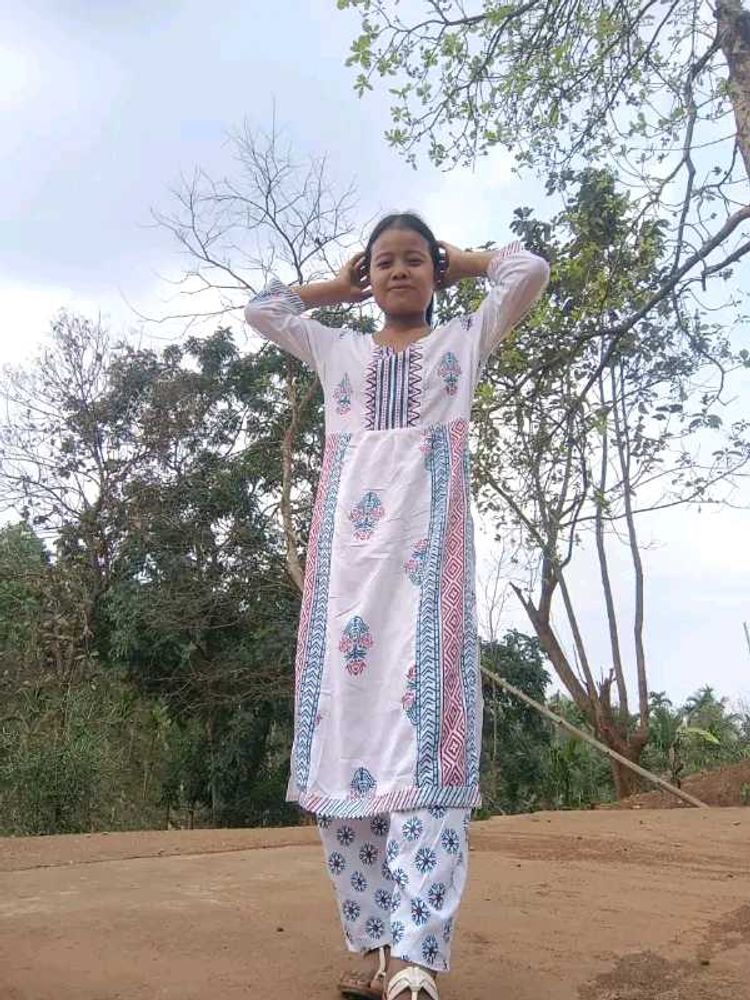 White Printed Kurta Set