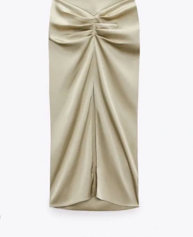 Zara Satin Gathered Skirt