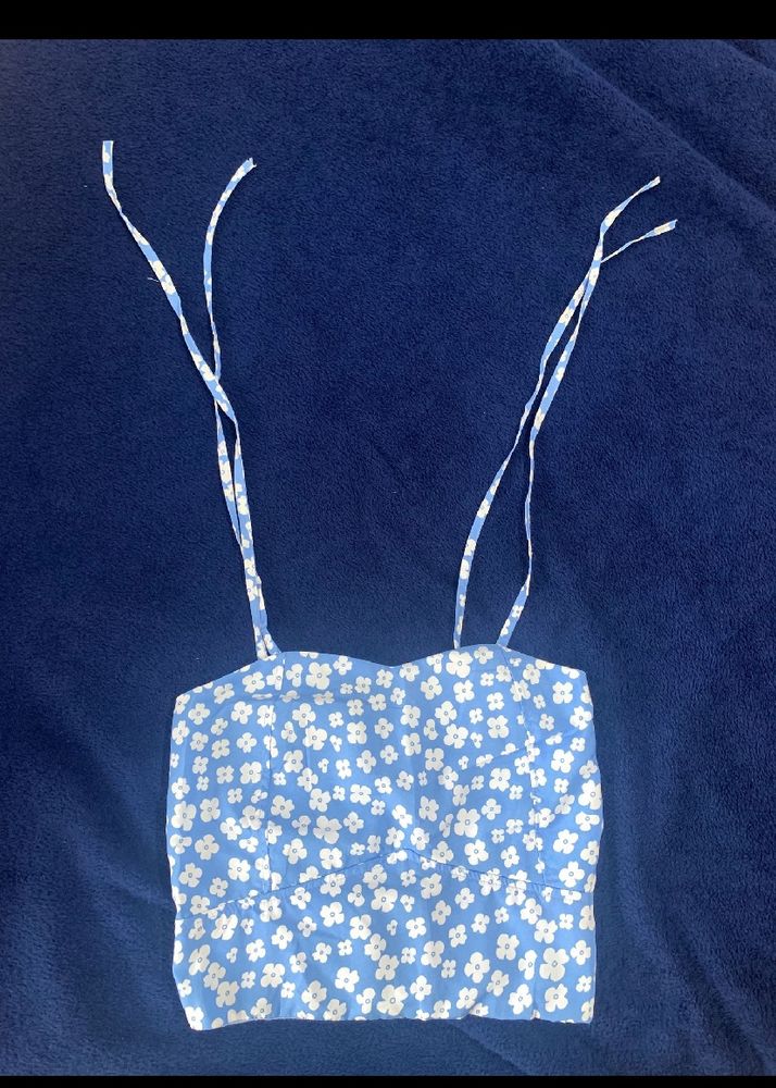 Blue Tie Up Top/ Corset