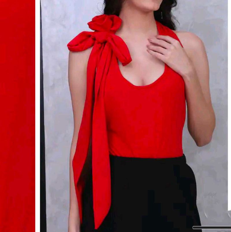 Chic Red bow tie top