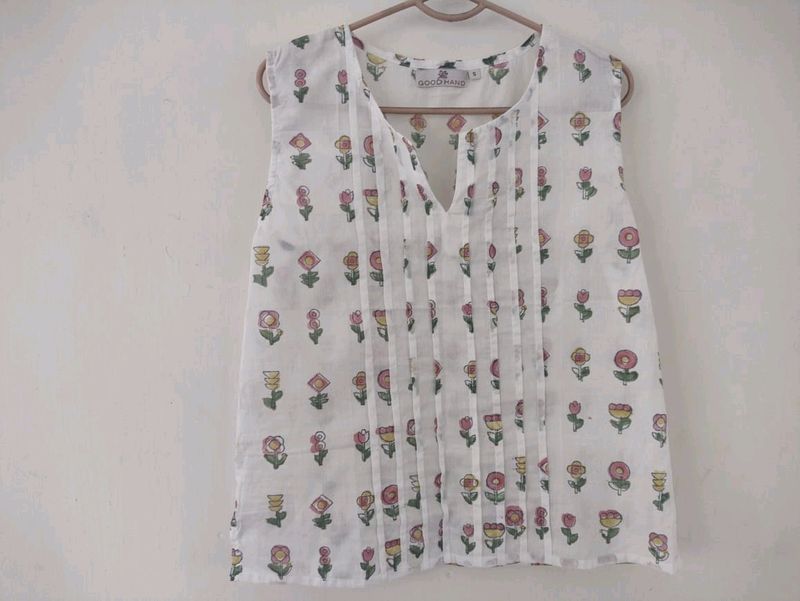 Colourful Motif White Tunic