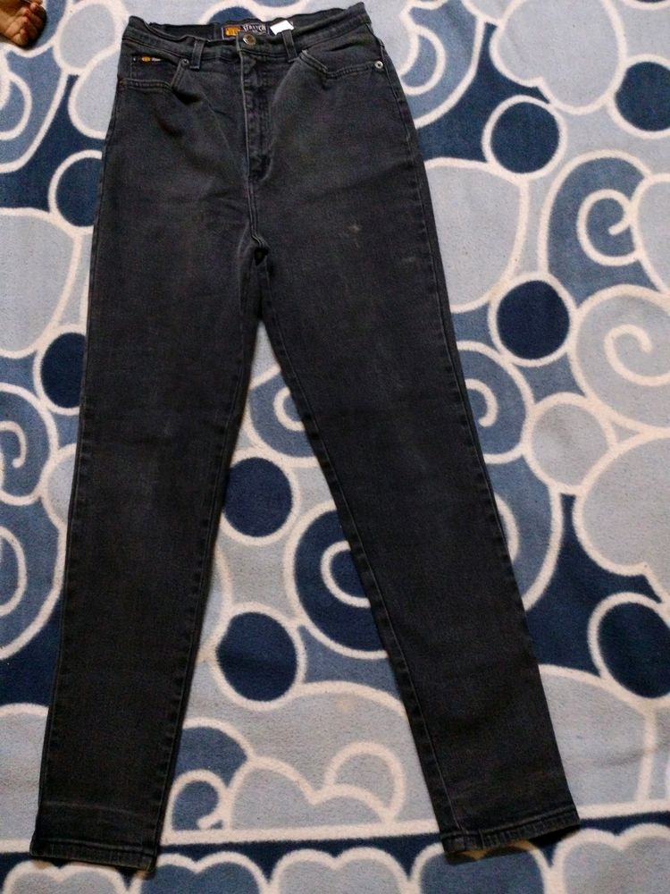 Women High Stretchable Jense  Black And Grey Mixed Colour