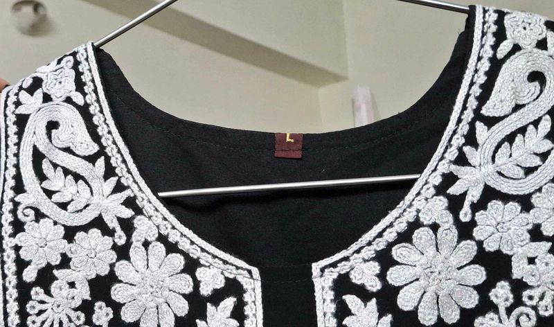 Embroidered Black Kurta
