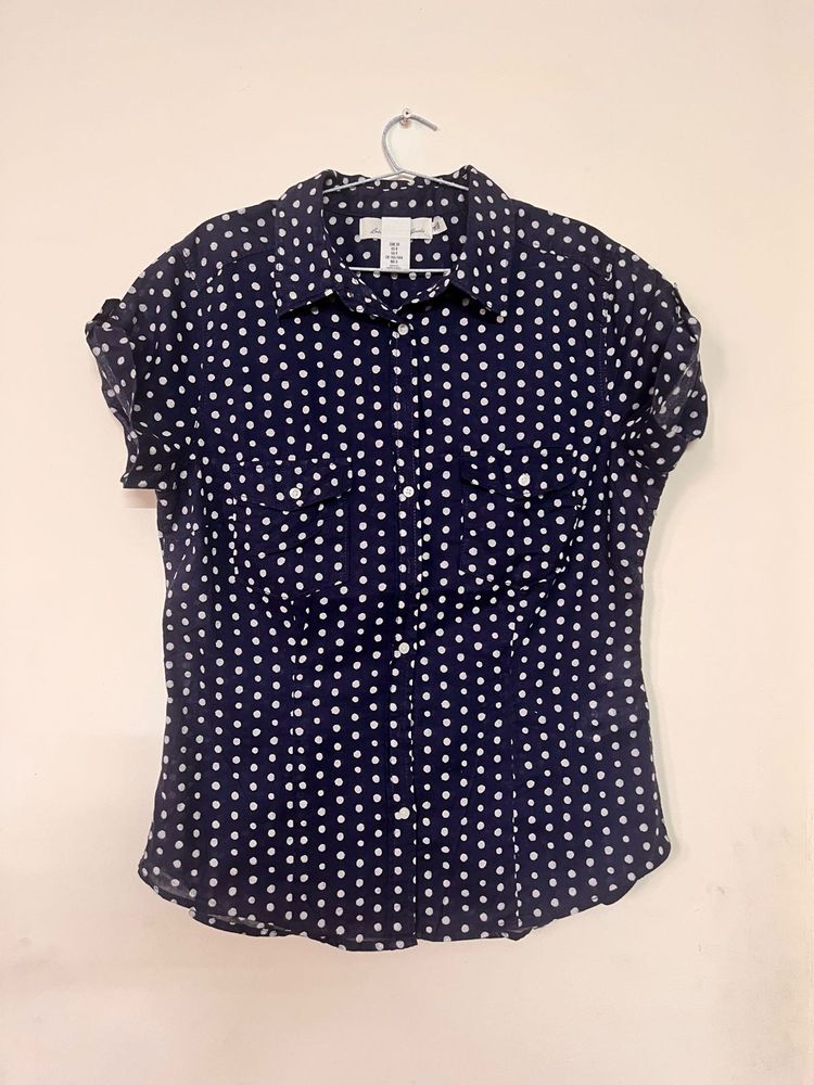 Polka Dot Navy Blouse
