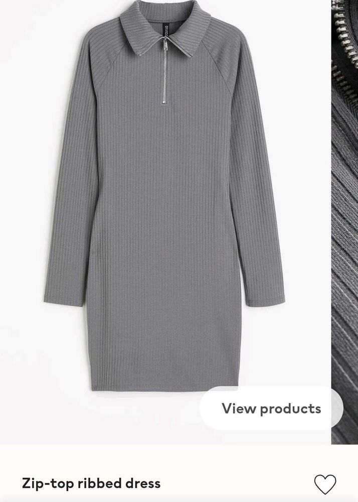 H&amp;M Grey Ribbed Dress