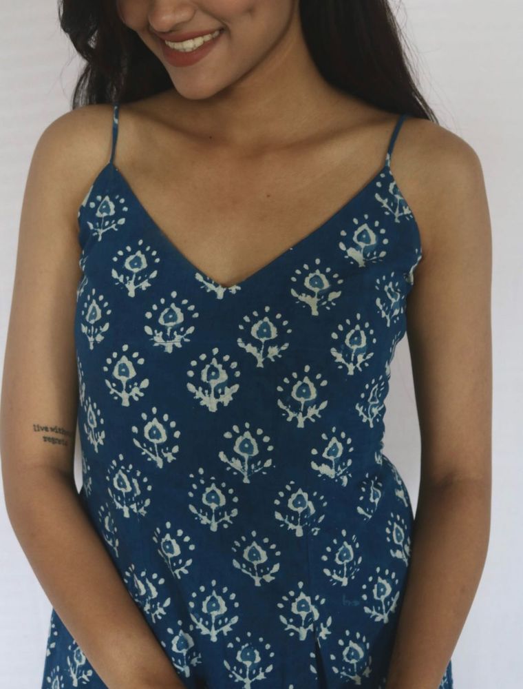 Indigo Strap  Floral Sundress