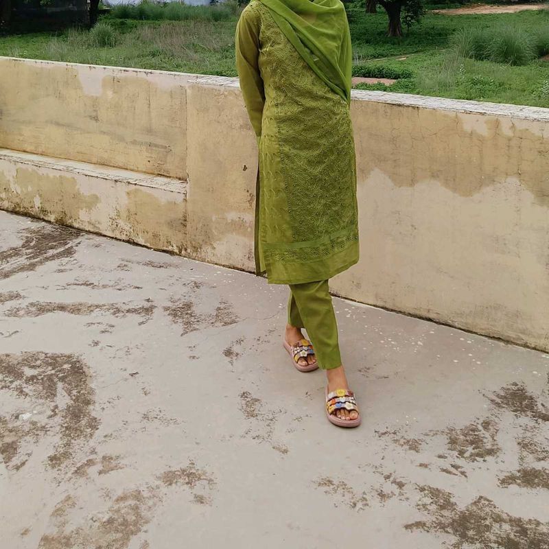 Green Stitched Dress Material Fixed Price