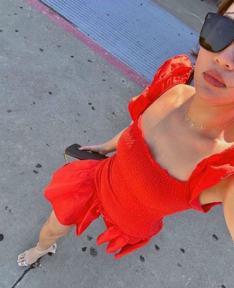ZARA BRIGHT RED RUFFLED DRESS