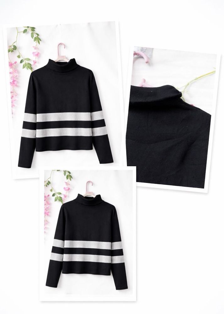 Striped Long Sleeve Turtleneck Top