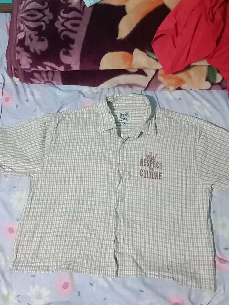 Vintage Checkered Button-Down Boxy Shirt With Crop