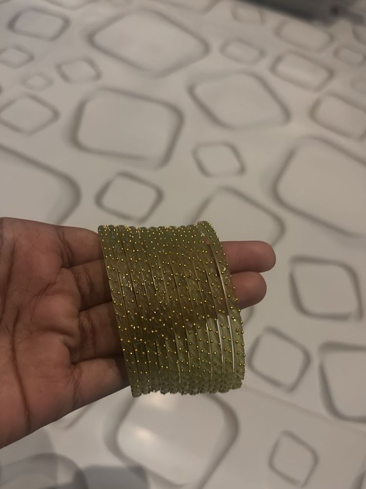 EXLUSIVE RAIN DROP LIGHT GREEN BANGLES FOR SALE
