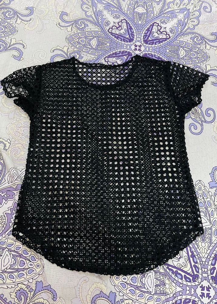 Black Crochet Top