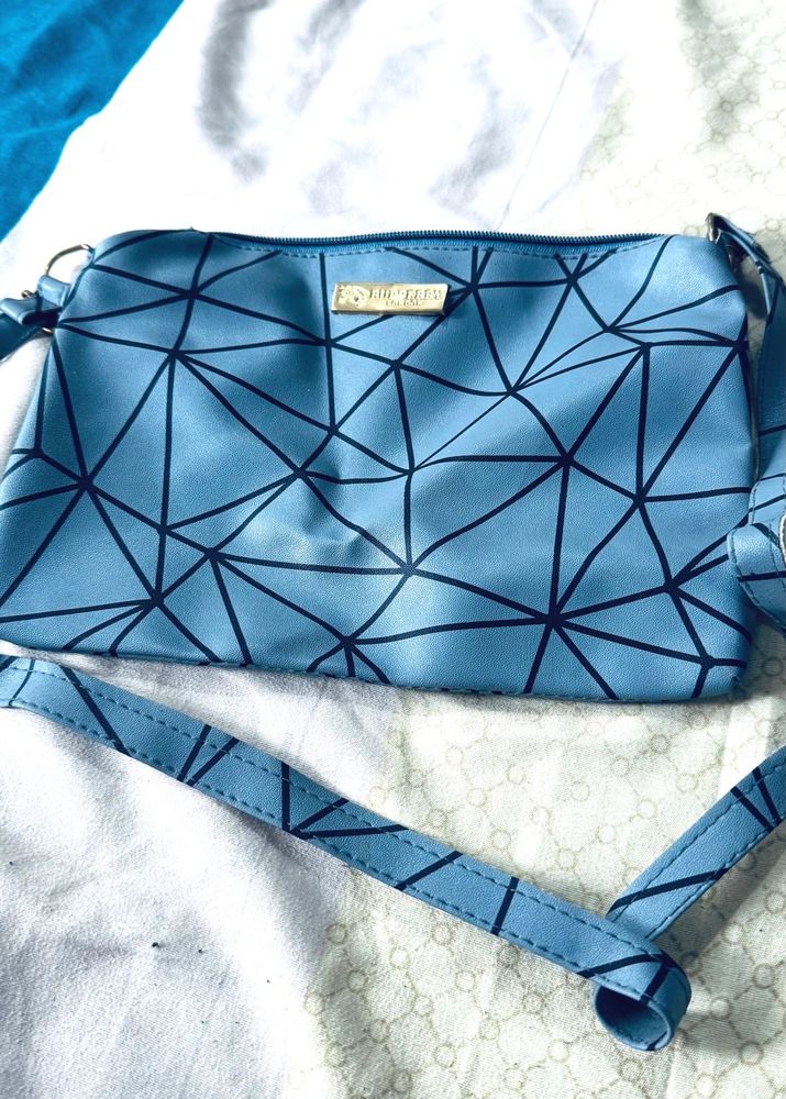 Blue Geometric Crossbody Bag