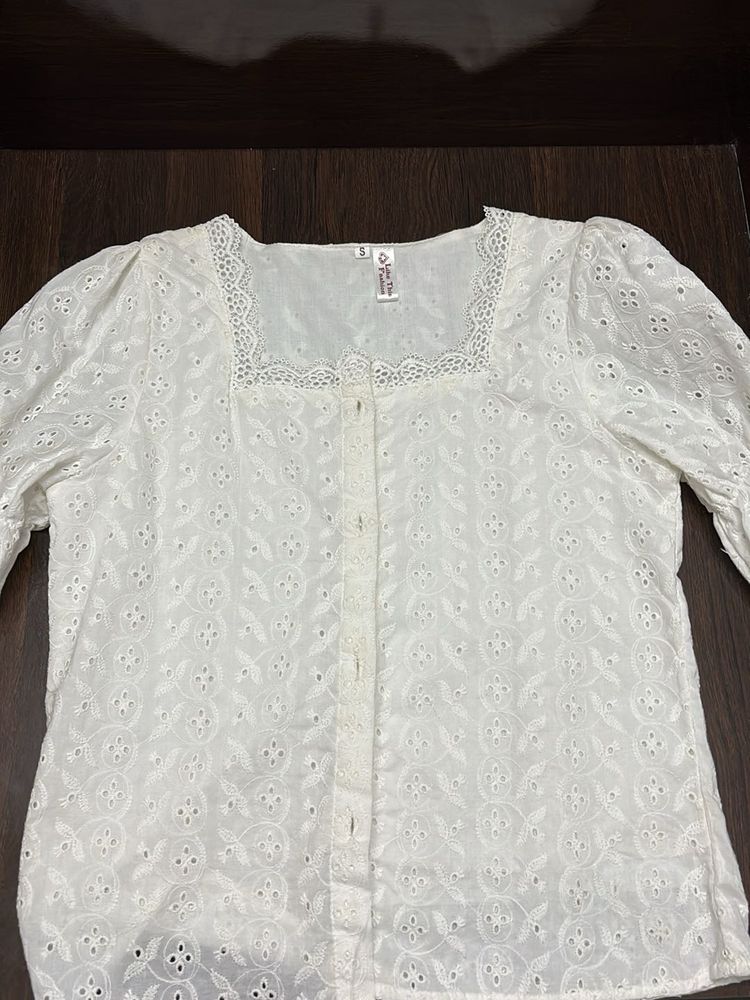White Eyelet Lace Top