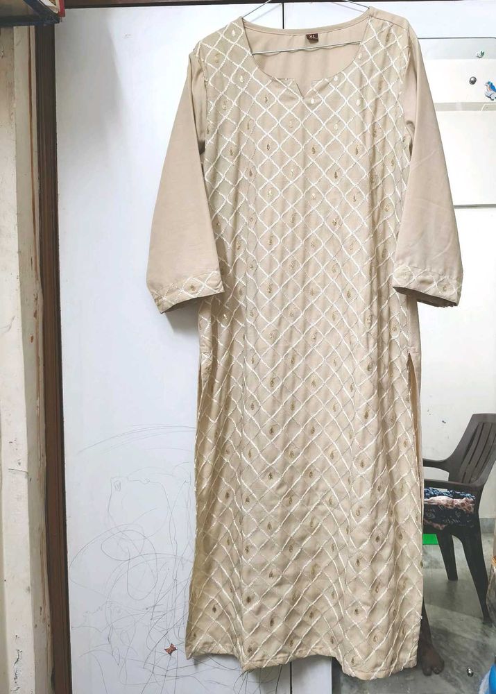 Cream Colour Kurta Set With Dupatta