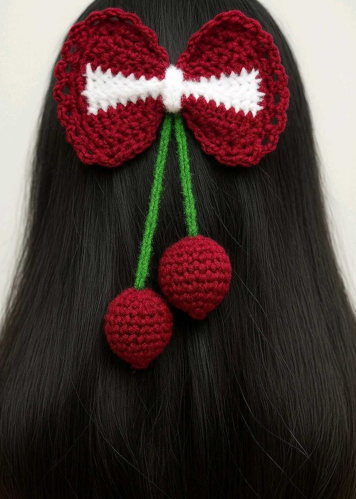 Crochet Handmade tulip bow  hair clip