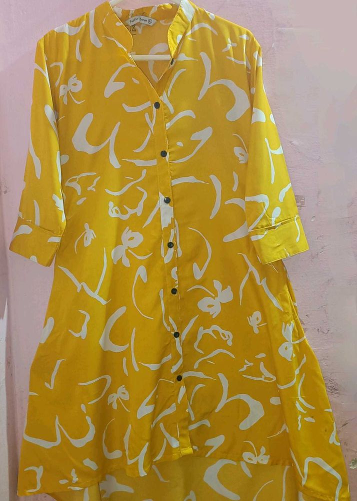 Yellow Printed high low Top