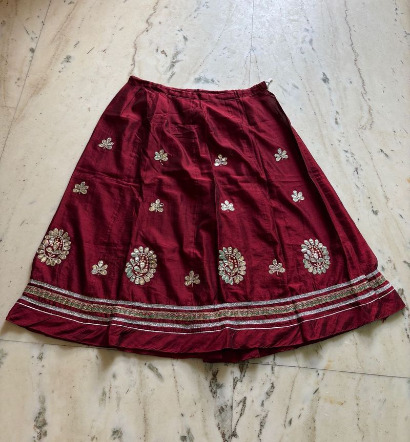 Rajasthan Skirt /Maroon Embroidered Skir