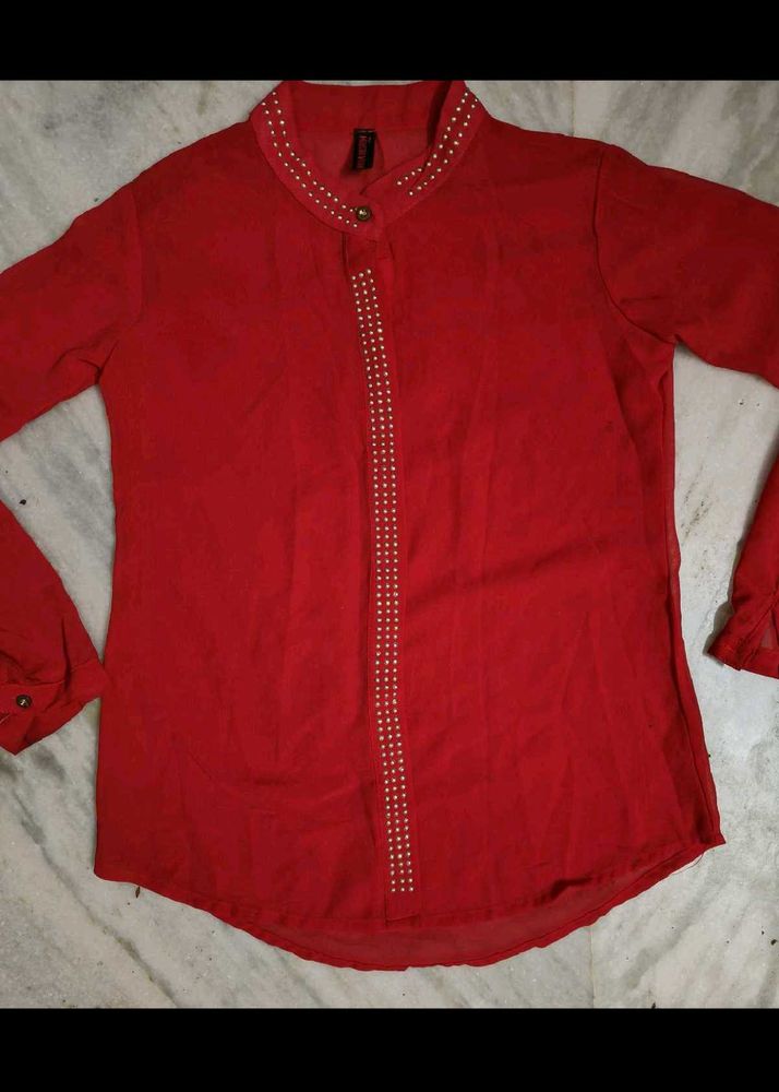 Red Embellished Top