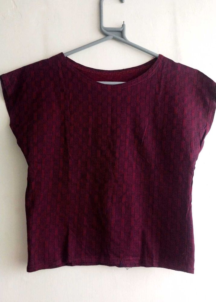 Burgundy Textured Crop Top