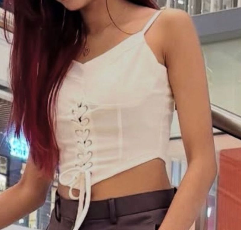 White Lace-Up Corset Top