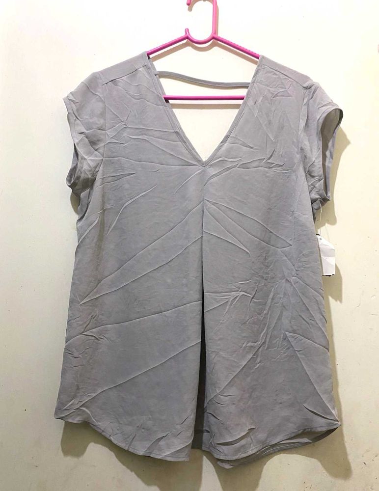 Gray V-Neck Top