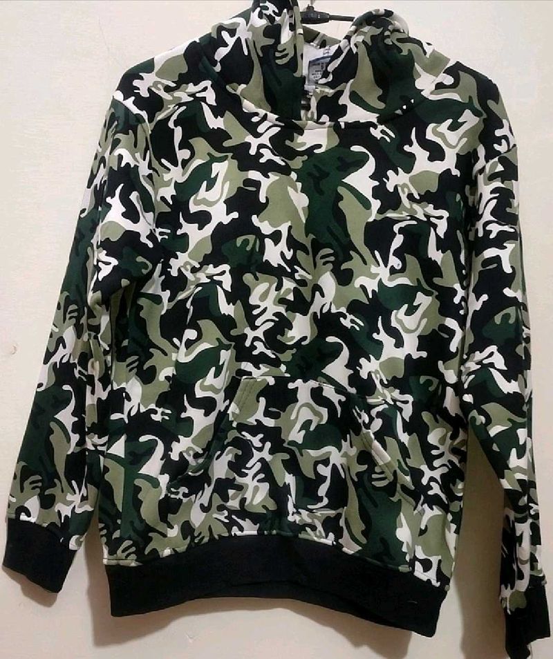 Olive Black Print Hoodie Sweatshirt For 10-12 Year