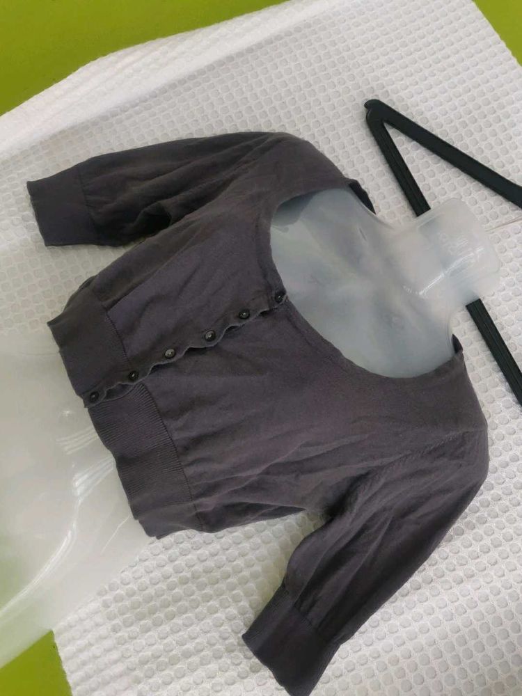 OLD NAVY Gray Cropped Cardigan