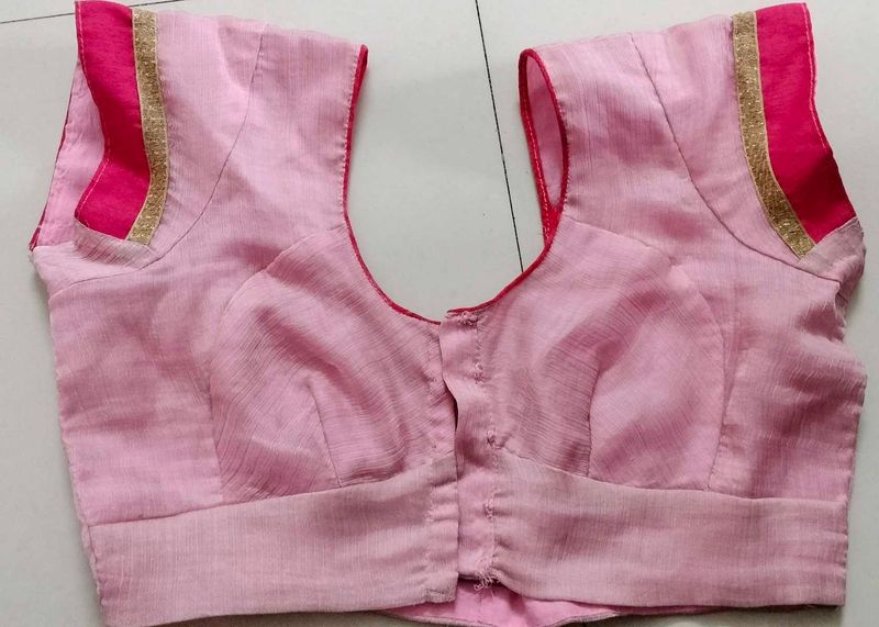 Pink Stiched Saree Blouse