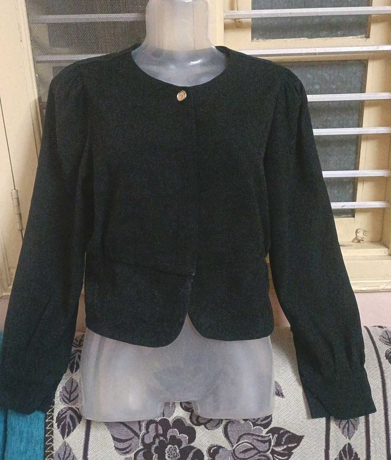 Open Front Korean Crop Shirt