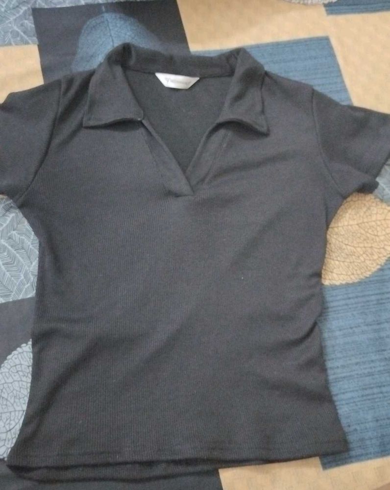 Chic Black Polo Top