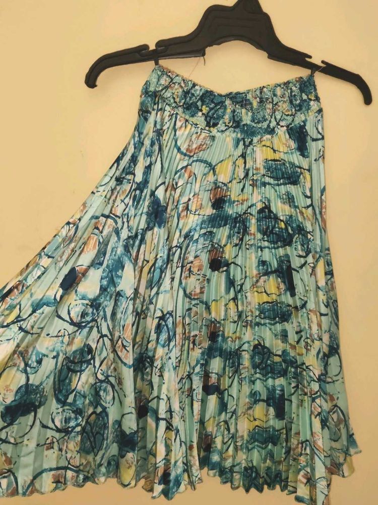 Pleated Maxi Flared Skirt