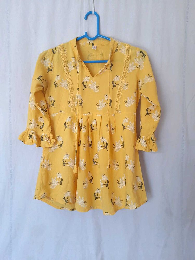 Yellow Top with Floral print