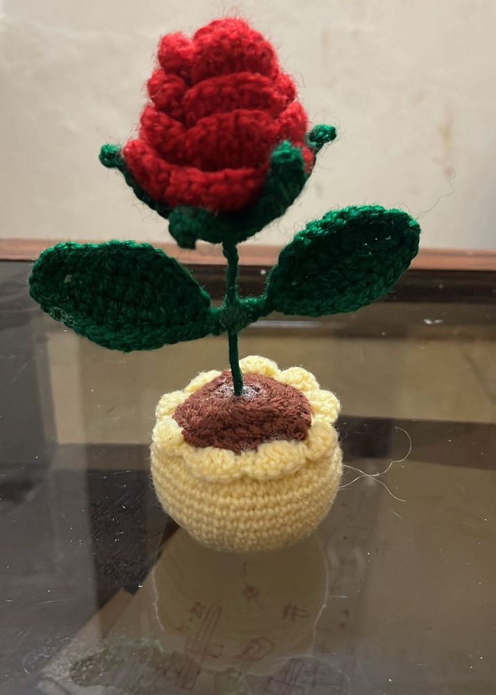 Crochet Rose in Pot