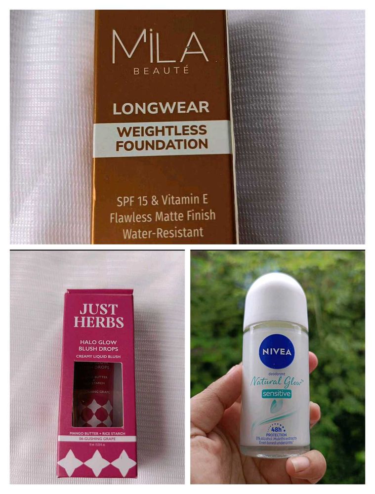 Mixed Beauty Lot: Foundation, Blush, &amp; Deodorant