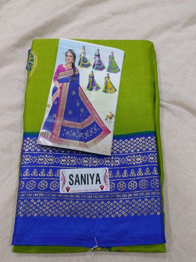Elegant Green &amp; Blue Saree