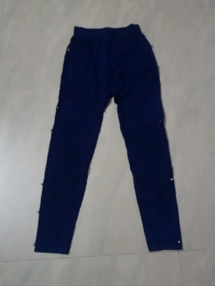 Navy Blue Embellished Pants
