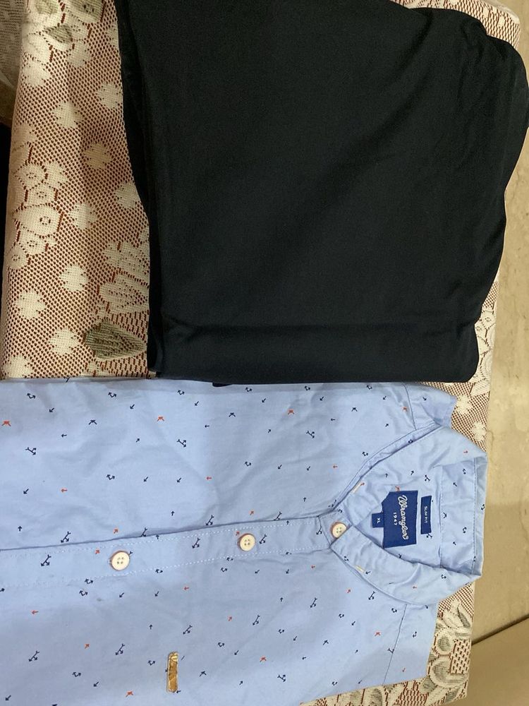 Sky Blue Printed wrangler Shirt And Branded Chino