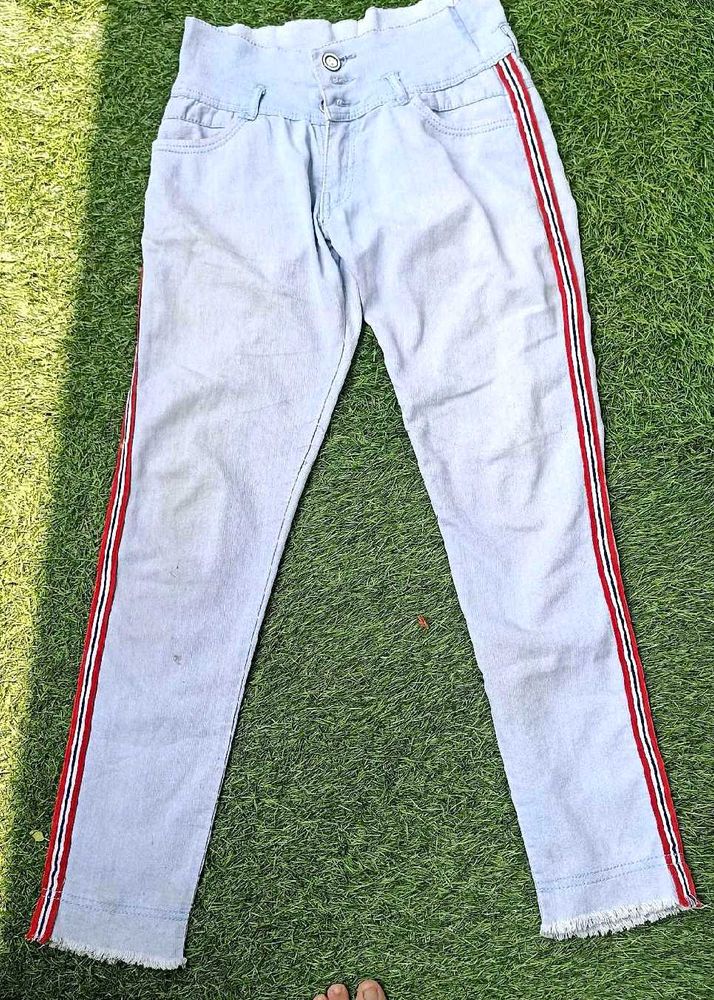 Striped Denim Jeans
